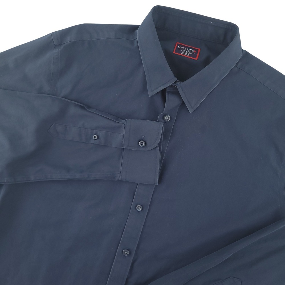 UNTUCKit Castello WF Shirt Mens XLT Blue Long Sleeve Button Up Wrinkle Free